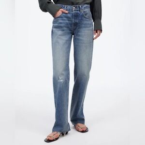 Madewell The Dean Easy Straight Women’s Jeans distressed & Raw hem NWT 26P